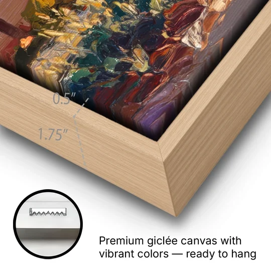Santa Fe Sunset Landscape - Oak Framed Canvas Wall Art - Gallery Wrap Corner