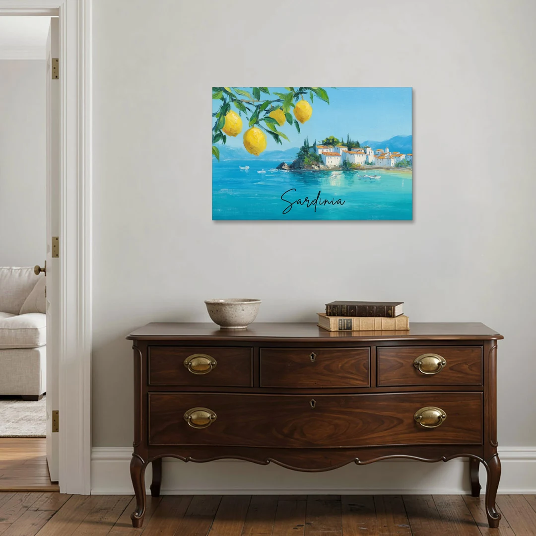 Sardinia Art with Lemon Branches - Canvas Wall Art - Coffee Table - 36x24