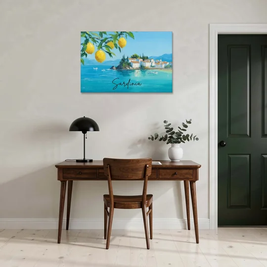 Sardinia Art with Lemon Branches - Canvas Wall Art - Office - 36x24