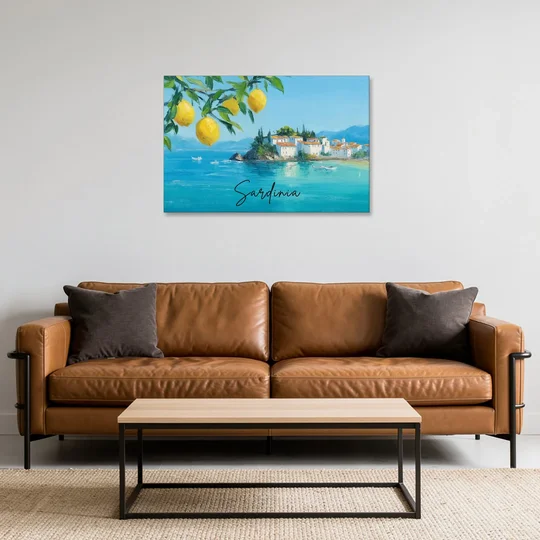 Sardinia Art with Lemon Branches - Canvas Wall Art - Sofa - 36x24