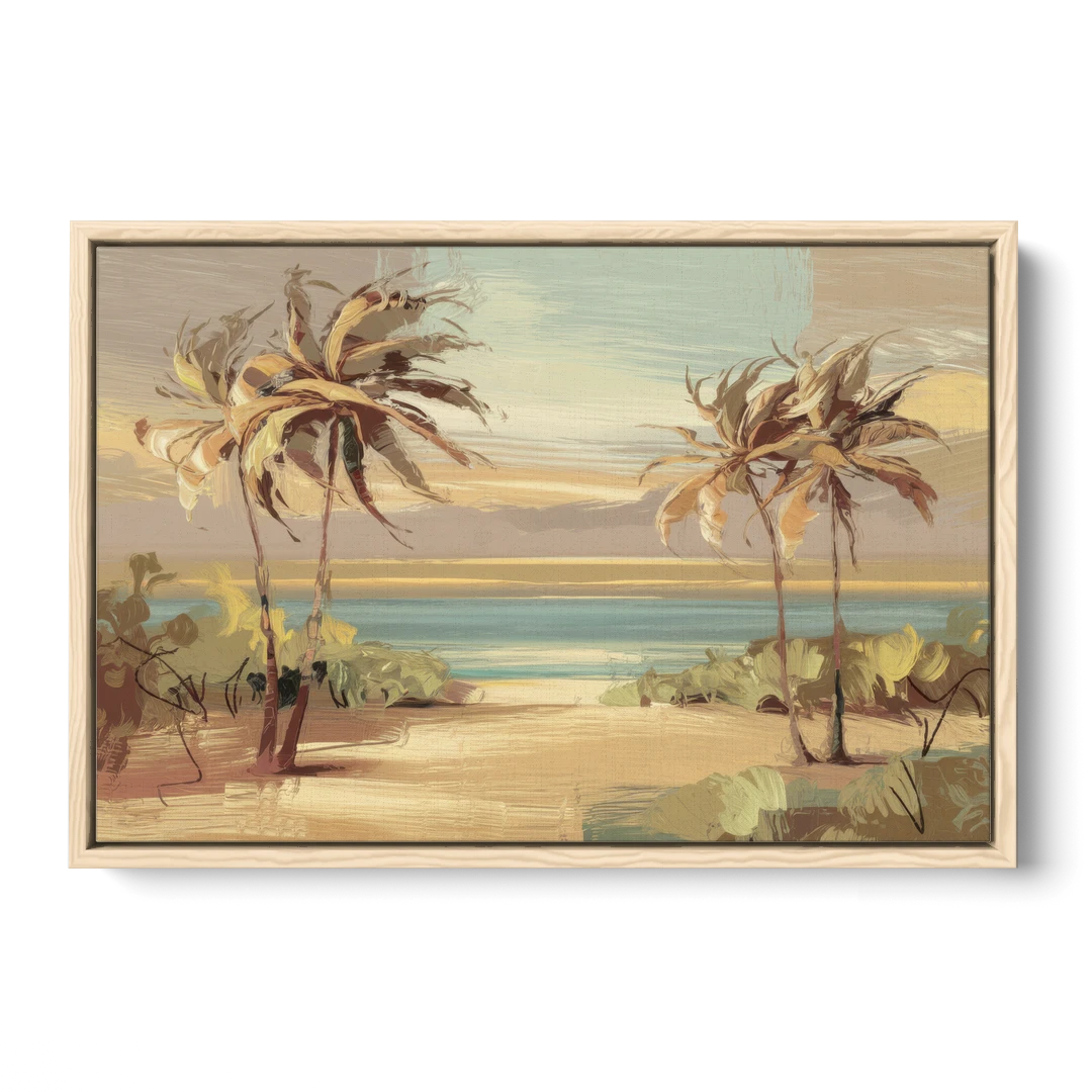 Savannah Coastal Beauty - Oak Framed Canvas Wall Art - Front