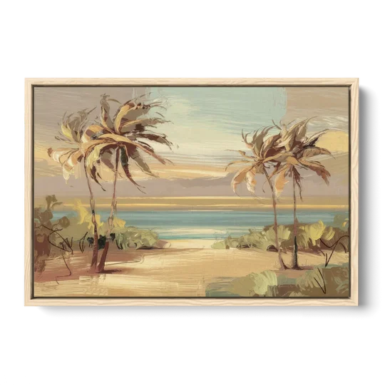 Savannah Coastal Beauty - Oak Framed Canvas Wall Art - Front