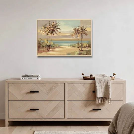 Savannah Coastal Beauty - Oak Framed Canvas Wall Art - Coffee Table - 36x24