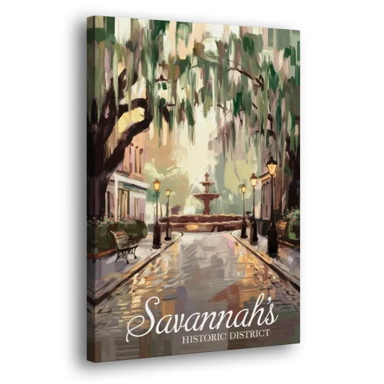 Savannah Historic District Charm - Canvas Wall Art - Side