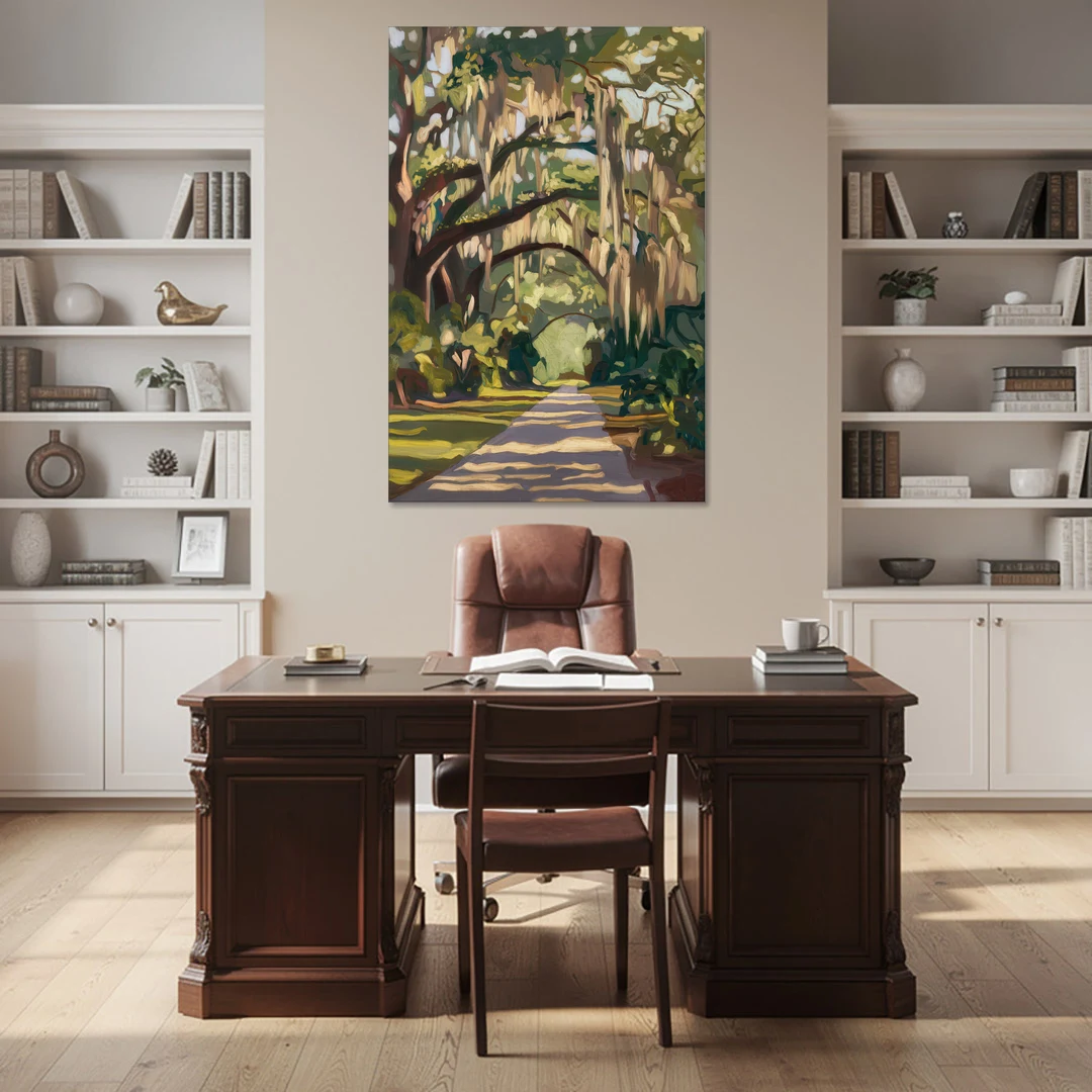 Savannah Oak Trees and Moss - Canvas Wall Art - Office - 40x60