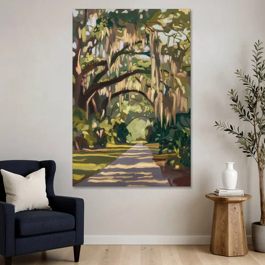 Savannah Oak Trees and Moss - Canvas Wall Art - Sofa - 40x60