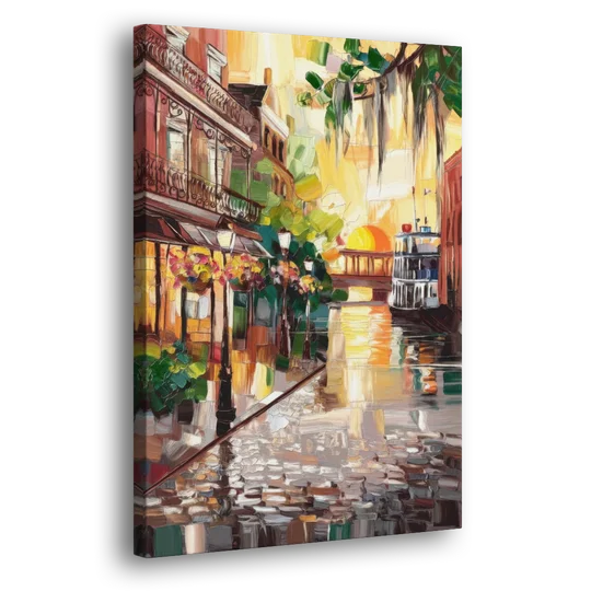 Savannah River Street Vibes - Canvas Wall Art - Side