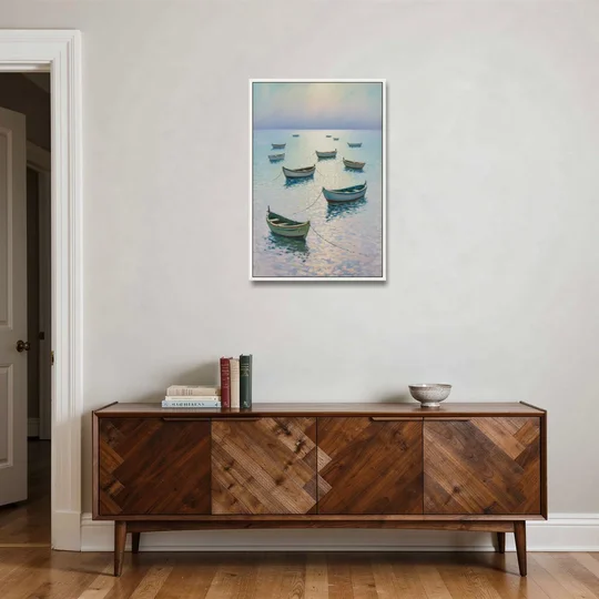 Sayulita Fishing Boats - White Framed Canvas Wall Art - Coffee Table - 24x36