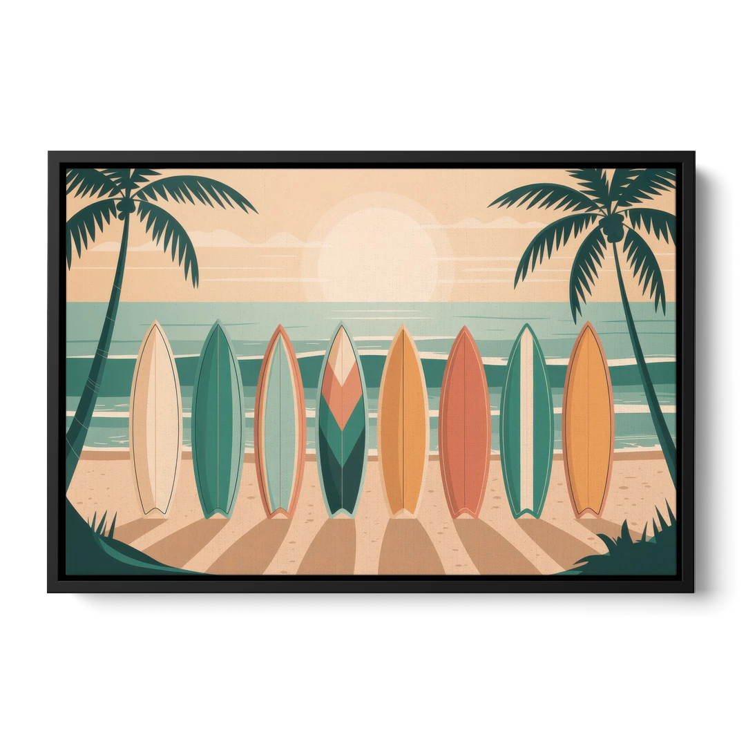 Sayulita Surfboards - Black Framed Canvas Wall Art - Front