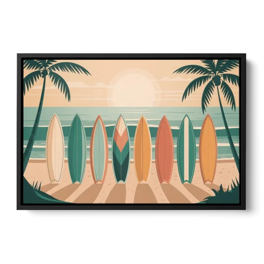 Sayulita Surfboards - Black Framed Canvas Wall Art - Front
