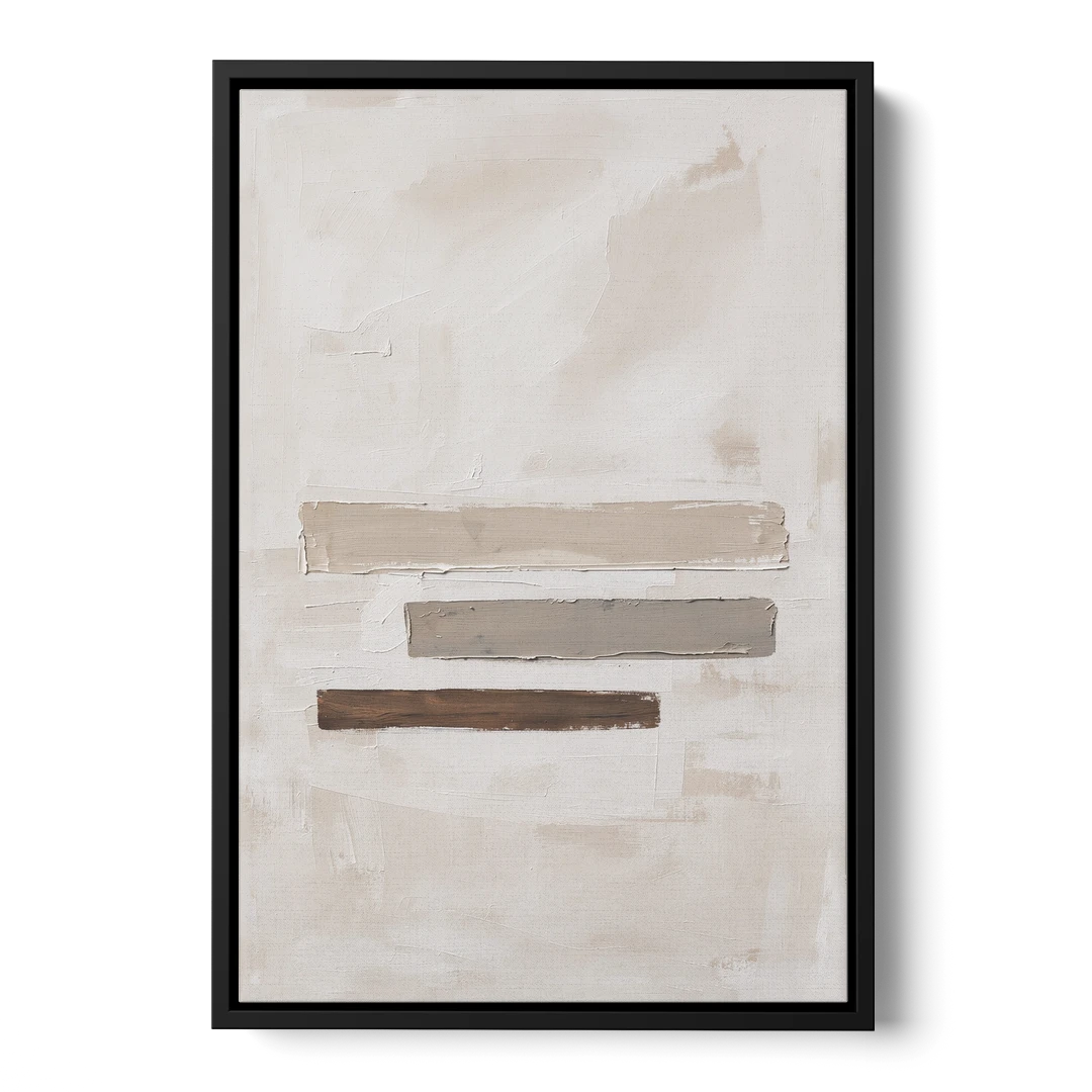 Scandinavian Abstract Art of Birch, Ash and Walnut Bars - Black Framed Canvas Wall Art - Front