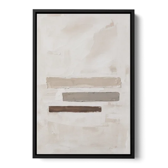 Scandinavian Abstract Art of Birch, Ash and Walnut Bars - Black Framed Canvas Wall Art - Front