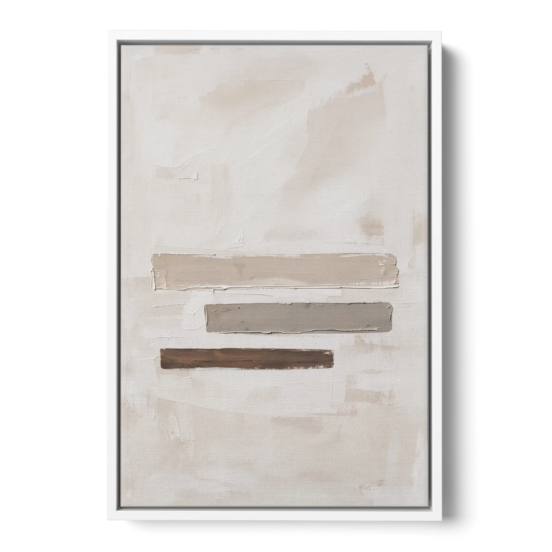 Scandinavian Abstract Art of Birch, Ash and Walnut Bars - White Framed Canvas Wall Art - Front