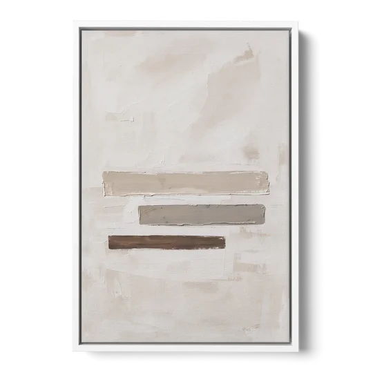 Scandinavian Abstract Art of Birch, Ash and Walnut Bars - White Framed Canvas Wall Art - Front