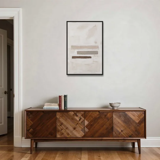Scandinavian Abstract Art of Birch, Ash and Walnut Bars - Black Framed Canvas Wall Art - Coffee Table - 24x36