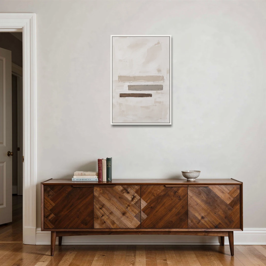 Scandinavian Abstract Art of Birch, Ash and Walnut Bars - White Framed Canvas Wall Art - Coffee Table - 24x36