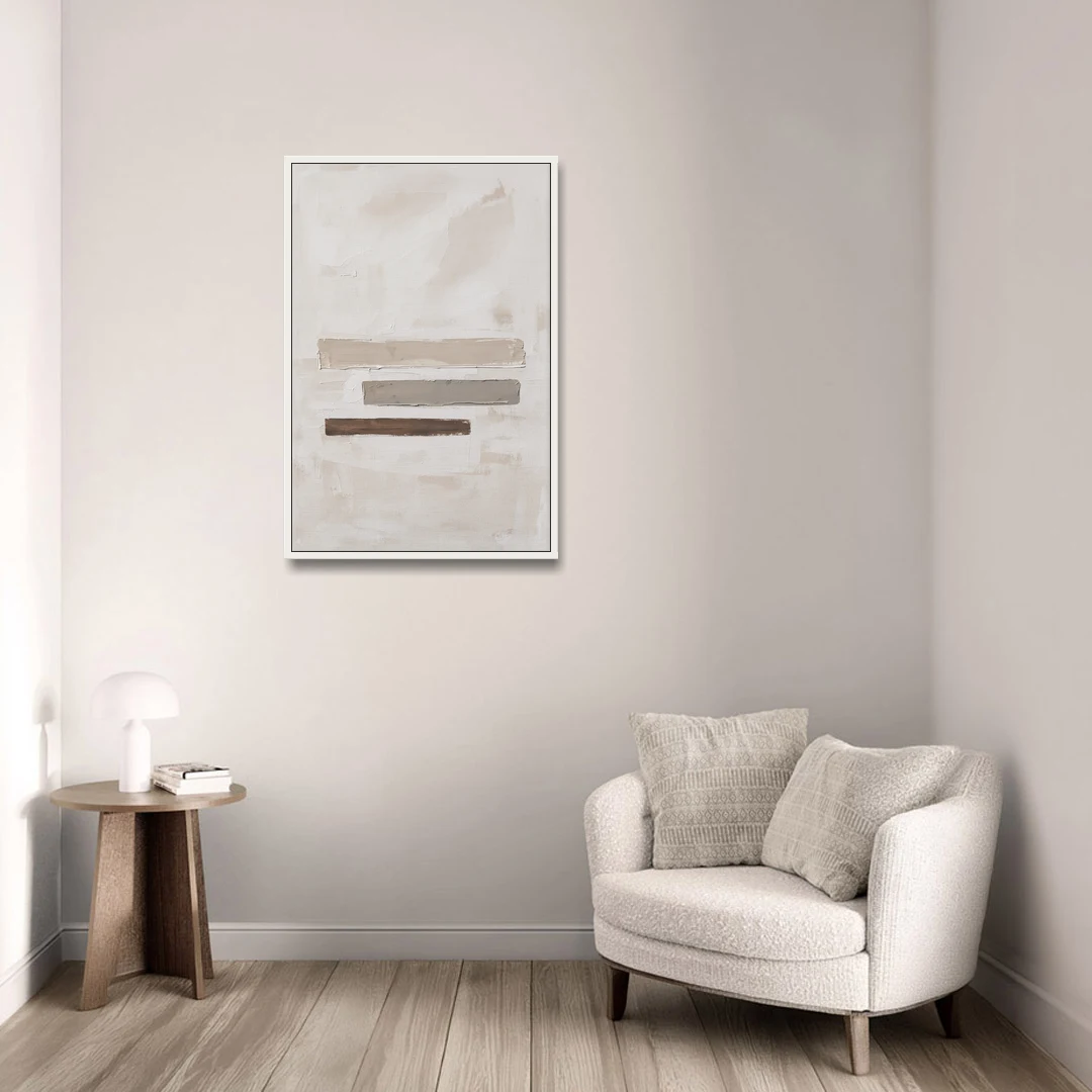 Scandinavian Abstract Art of Birch, Ash and Walnut Bars - White Framed Canvas Wall Art - Sofa - 24x36
