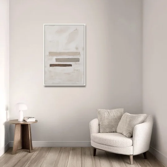 Scandinavian Abstract Art of Birch, Ash and Walnut Bars - White Framed Canvas Wall Art - Sofa - 24x36
