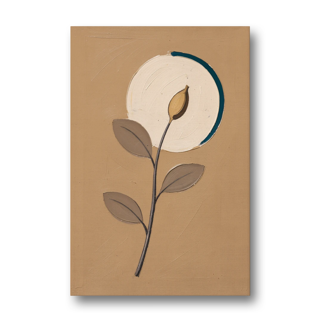 Scandinavian Abstract Wall Art Seed Pod and Cream Moon - Canvas Wall Art - Front
