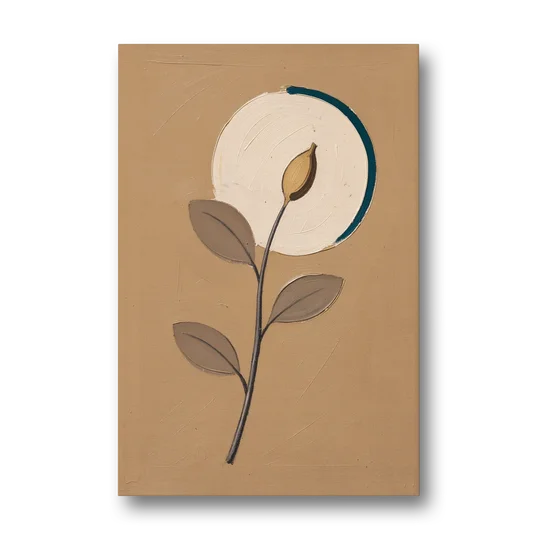 Scandinavian Abstract Wall Art Seed Pod and Cream Moon - Canvas Wall Art - Front