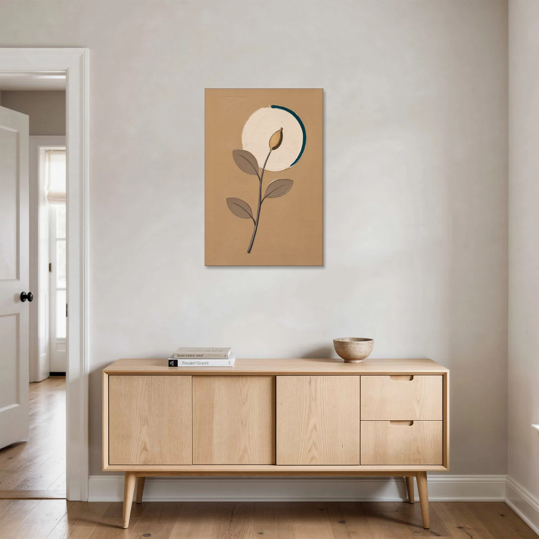 Scandinavian Abstract Wall Art Seed Pod and Cream Moon - Canvas Wall Art - Coffee Table - 24x36