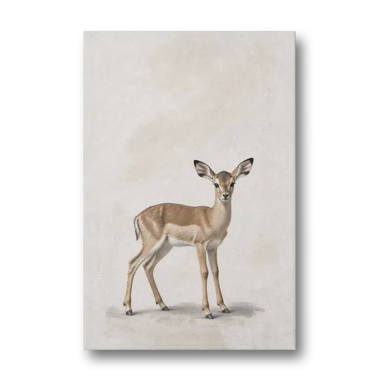Scandinavian Nursery Wall Art of an Alert Impala Fawn - Canvas Wall Art - Front