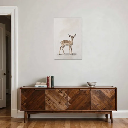 Scandinavian Nursery Wall Art of an Alert Impala Fawn - Canvas Wall Art - Coffee Table - 24x36
