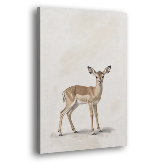 Scandinavian Nursery Wall Art of an Alert Impala Fawn - Canvas Wall Art - Side