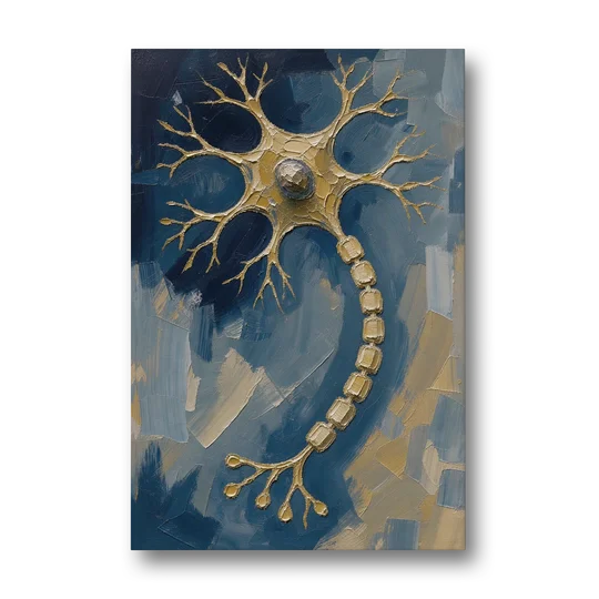 Science Wall Art of a Golden Nerve Cell - Canvas Wall Art - Front