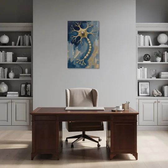 Science Wall Art of a Golden Nerve Cell - Canvas Wall Art - Office - 24x36