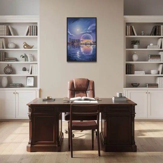Science World at Night - Black Framed Canvas Wall Art - Office - 24x36