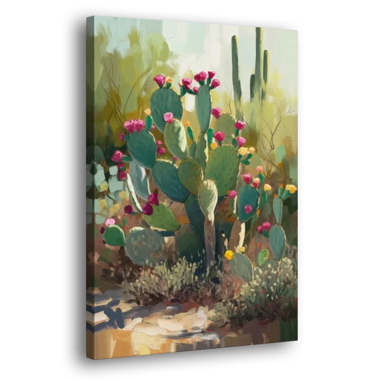 Scottsdale Cactus Bloom - Canvas Wall Art - Side