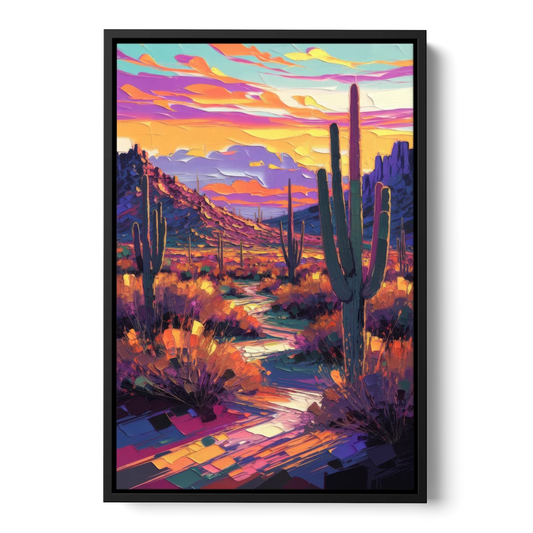 Scottsdale Desert Sunset - Black Framed Canvas Wall Art - Front