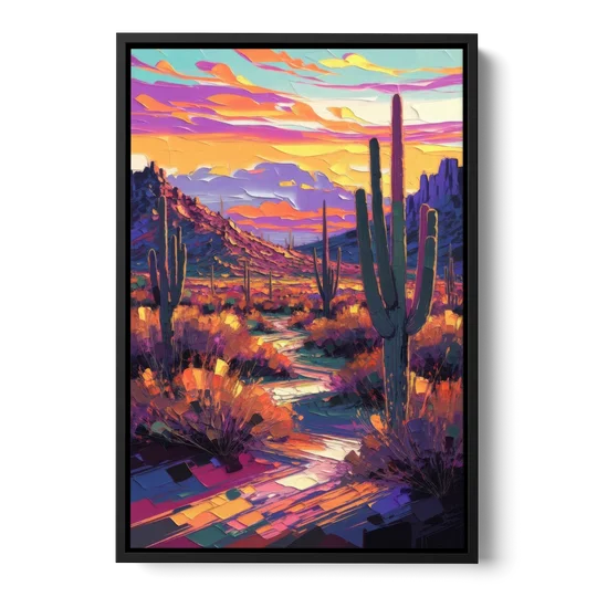 Scottsdale Desert Sunset - Black Framed Canvas Wall Art - Front