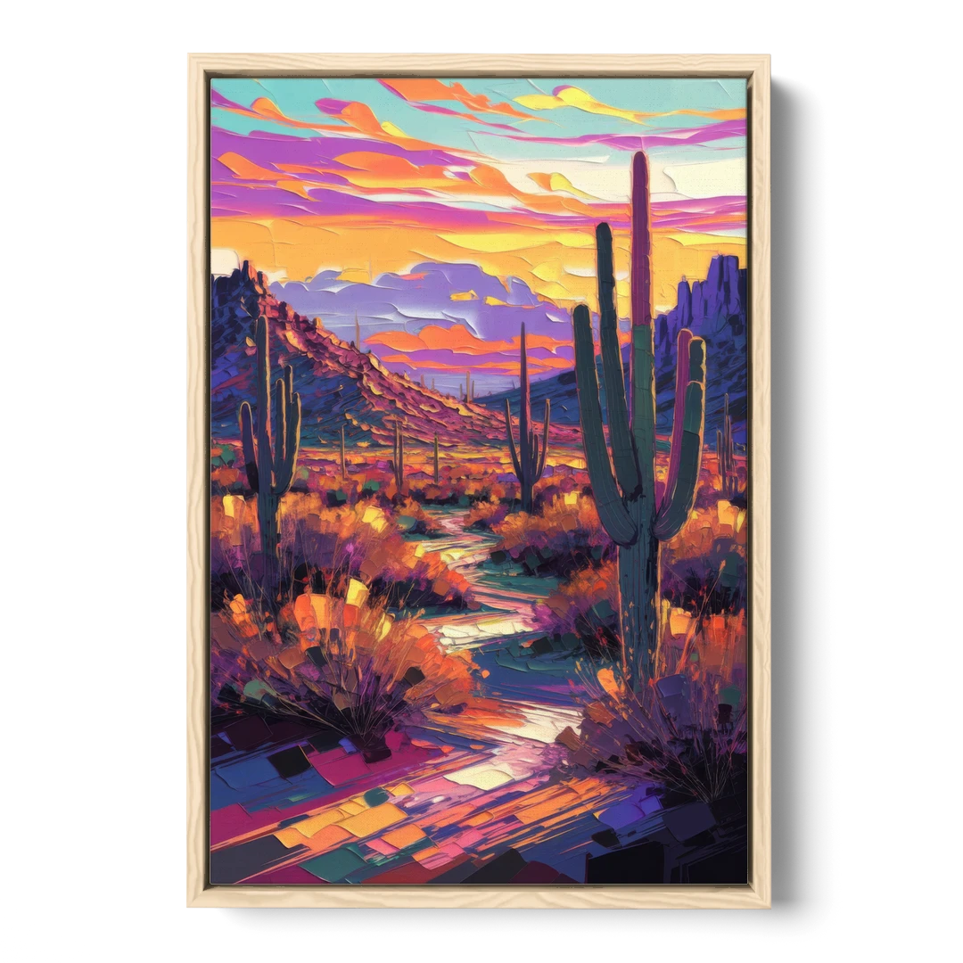 Scottsdale Desert Sunset - Oak Framed Canvas Wall Art - Front