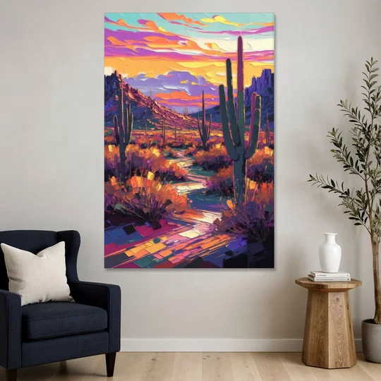 Scottsdale Desert Sunset - Canvas Wall Art - Sofa - 40x60