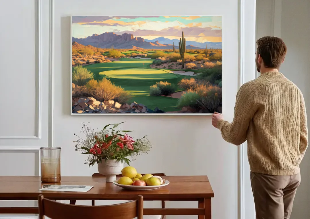 Scottsdale Golf Paradise canvas wall art above a dining table