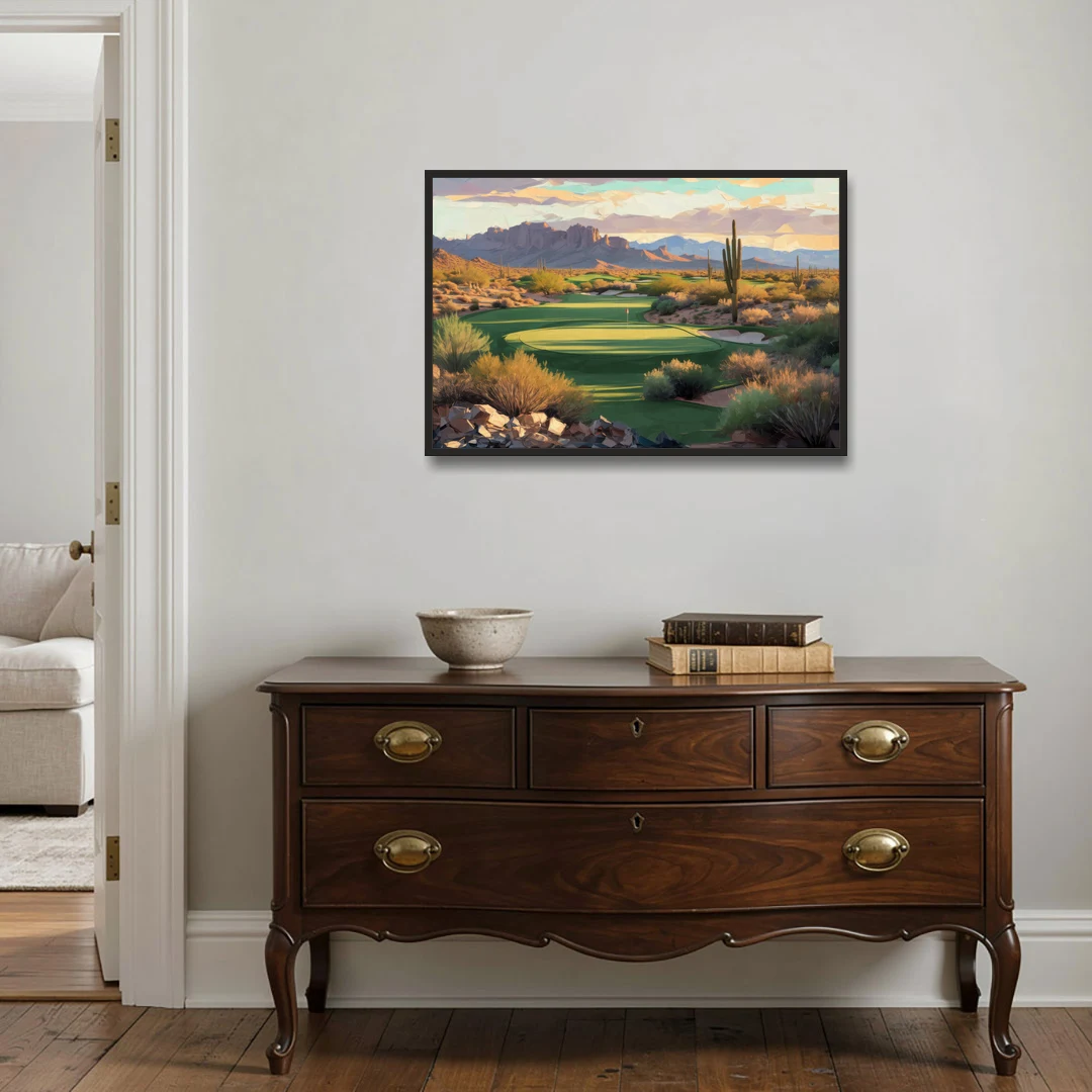 Scottsdale Golf Paradise - Black Framed Canvas Wall Art - Coffee Table - 36x24