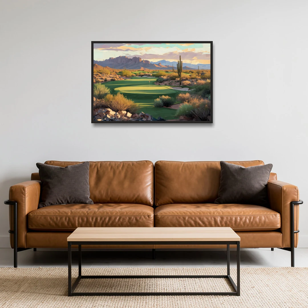 Scottsdale Golf Paradise - Black Framed Canvas Wall Art - Sofa - 36x24