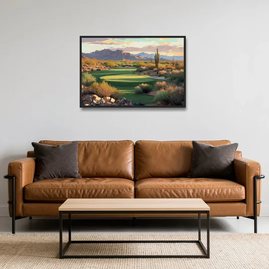 Scottsdale Golf Paradise - Black Framed Canvas Wall Art - Sofa - 36x24