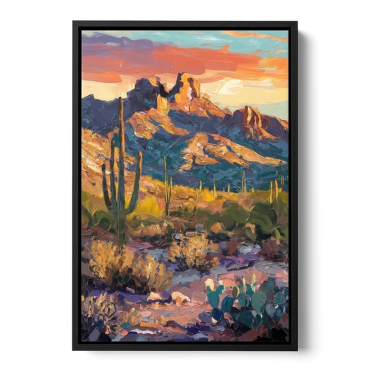 Scottsdale Mountain Views - Black Framed Canvas Wall Art - Front