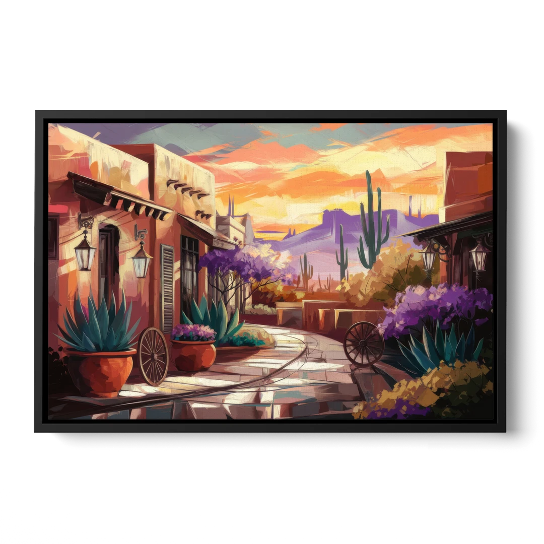Scottsdale Old Town Charm - Black Framed Canvas Wall Art - Front