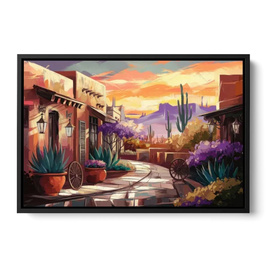 Scottsdale Old Town Charm - Black Framed Canvas Wall Art - Front