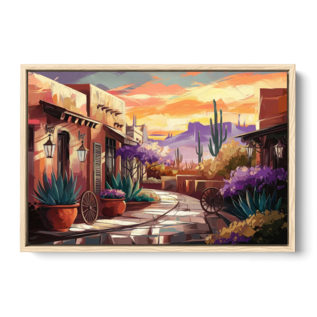 Scottsdale Old Town Charm - Oak Framed Canvas Wall Art - Front