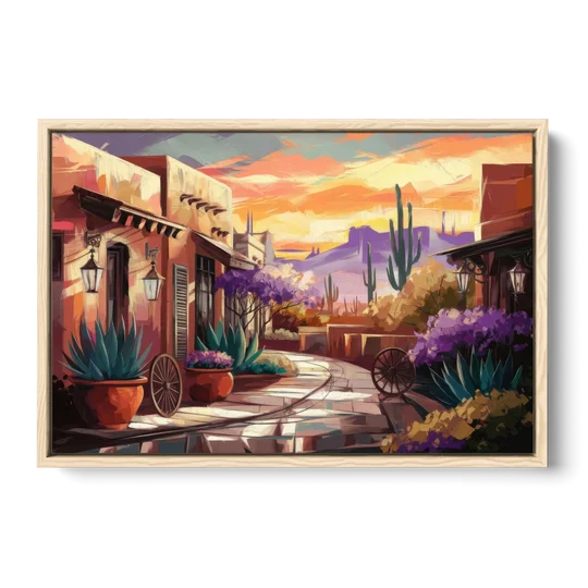 Scottsdale Old Town Charm - Oak Framed Canvas Wall Art - Front