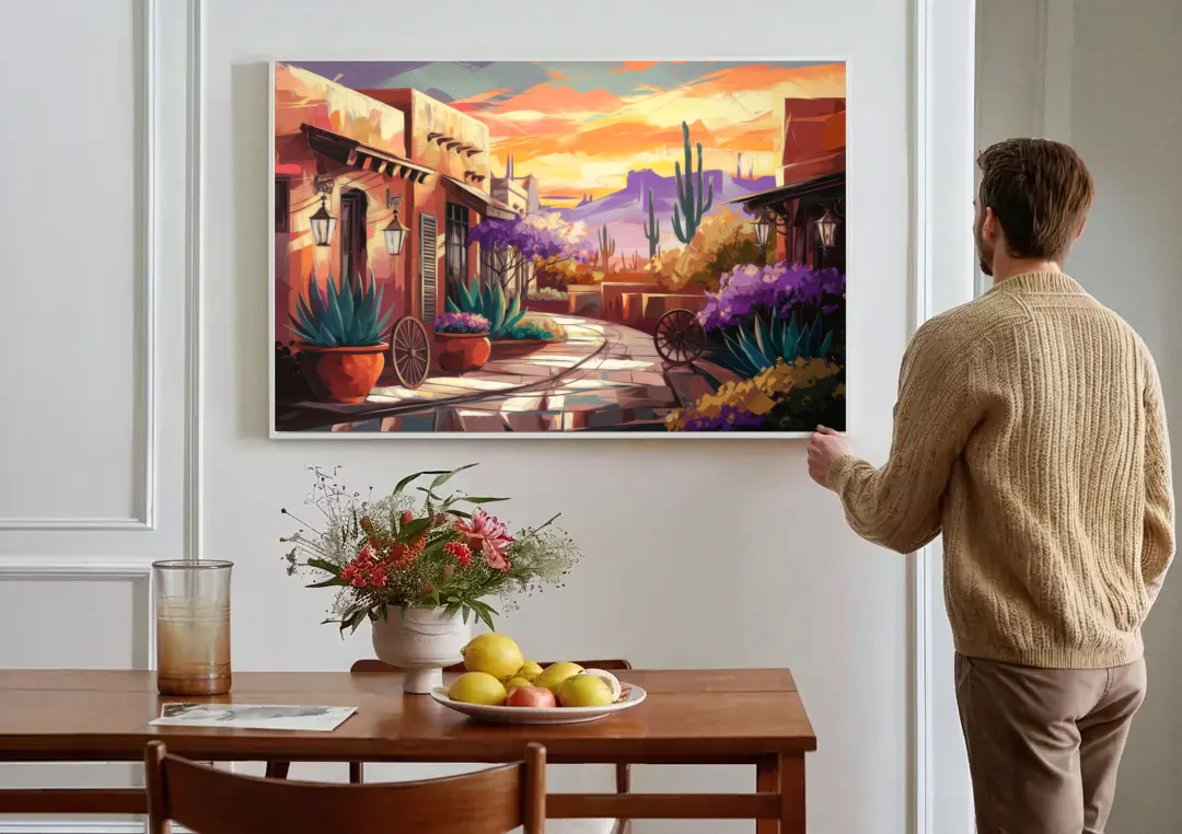 Scottsdale Old Town Charm canvas wall art above a dining table