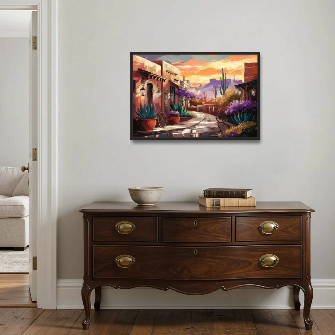Scottsdale Old Town Charm - Black Framed Canvas Wall Art - Coffee Table - 36x24