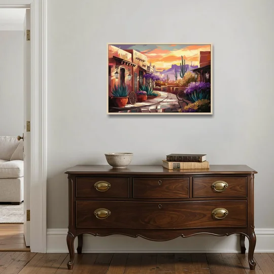 Scottsdale Old Town Charm - Oak Framed Canvas Wall Art - Coffee Table - 36x24