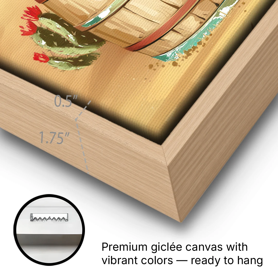 Scottsdale Western Heritage - Oak Framed Canvas Wall Art - Gallery Wrap Corner