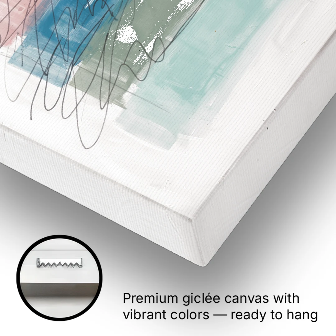 Scribble Abstract Art on Stacked Pastel Bands - Canvas Wall Art - Gallery Wrap Corner